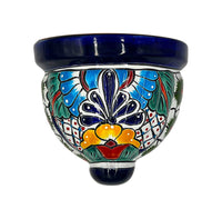 Thumbnail for Mexican Talavera Wall Planter Pot - Hand Painted Wall Planter Dark Blue Trim
