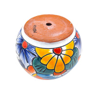 Thumbnail for Mexican Talavera Bule Planter Pot Hand Painted - Dark Blue Trim