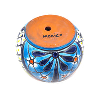 Thumbnail for Mexican Talavera Bule Planter Pot Hand Painted - Light Blue Trim