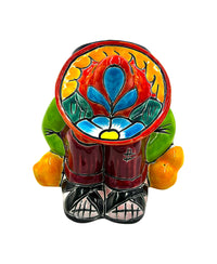 Thumbnail for Mexican Talavera Siesta Planter Pot (Sleeping Farmer) Hand Painted - VARIABLE COLOR TRIM