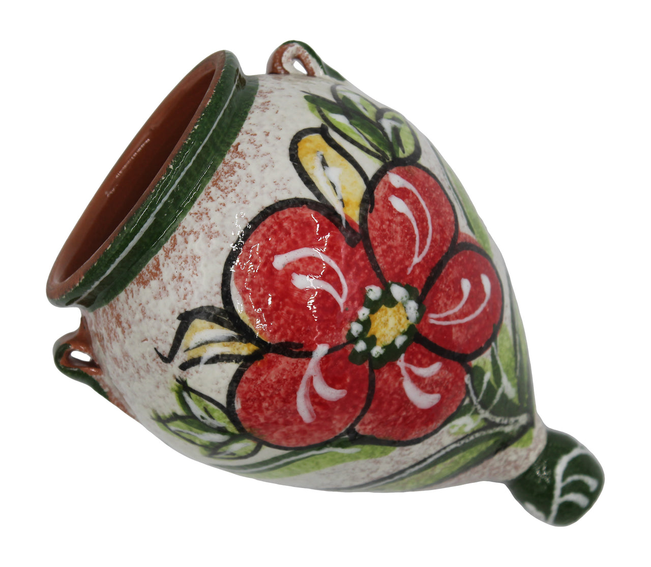 Wall Planter - Spanish Orza (Green Design) - Hand Painted in Spain