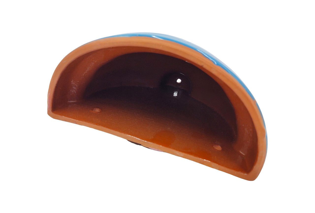 Terracotta Wall Planter Pot - Hand Painted Mexican Talavera - Light Blue Trim