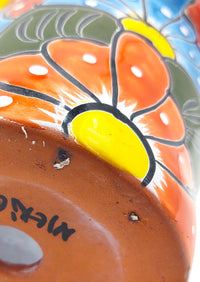 Thumbnail for Mexican Talavera Hand Painted Planter Pot (Maceta Ranchera #18) - Traditional Ceramic Garden & Home Décor - Light Blue Trim
