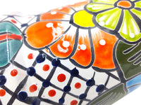 Thumbnail for Mexican Talavera Hand Painted Planter Pot (Maceta Ranchera #18) - Traditional Ceramic Garden & Home Décor - Light Blue Trim