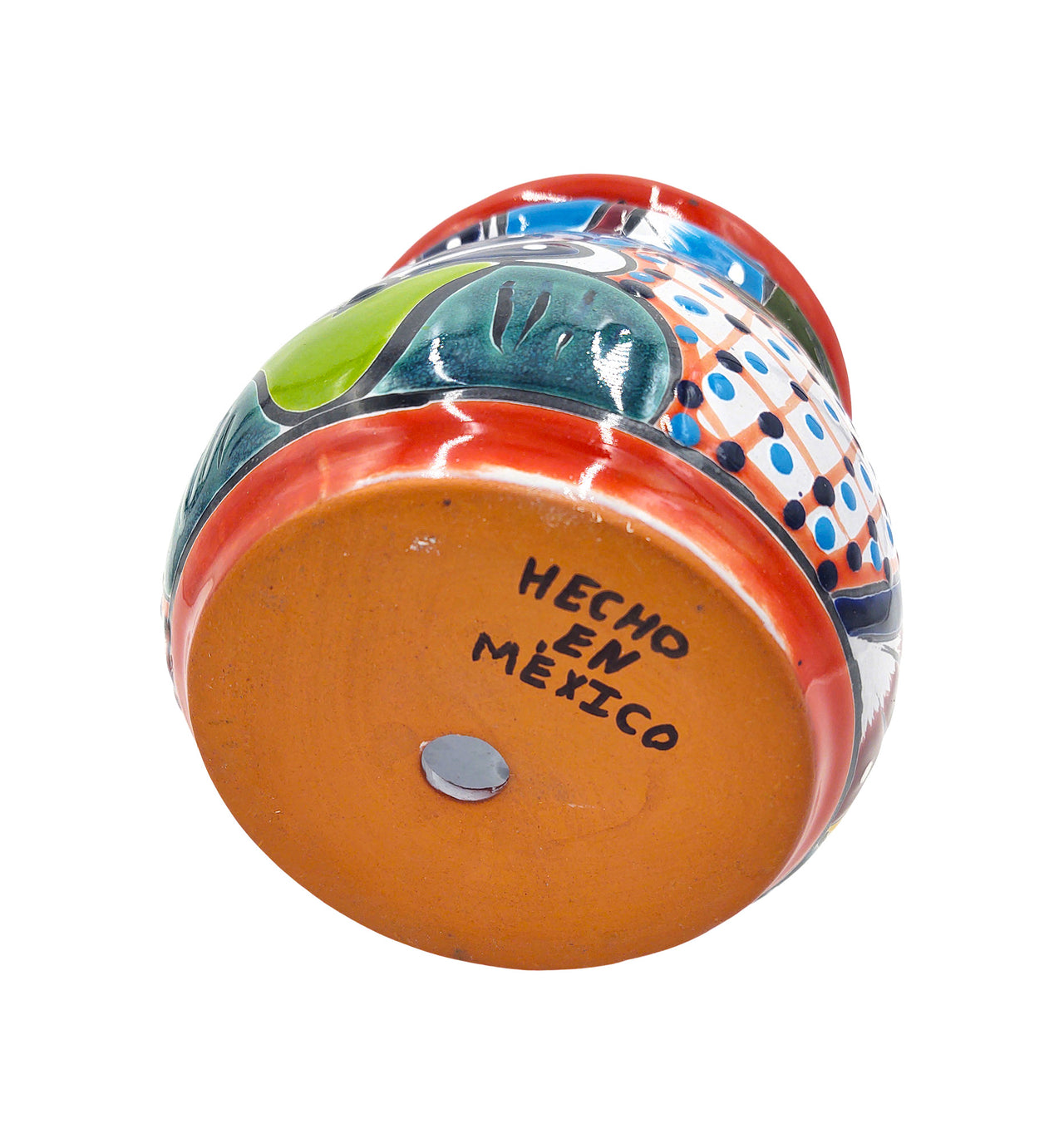 Mexican Talavera "Campanita" Planter Pot Hand Painted - Red Trim