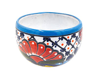 Thumbnail for Mexican Talavera Bule Planter Pot Hand Painted - Light Blue Trim