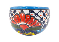 Thumbnail for Mexican Talavera Bule Planter Pot Hand Painted - Light Blue Trim