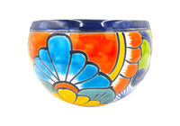 Thumbnail for Mexican Talavera Bule Planter Pot Hand Painted - Dark Blue Trim