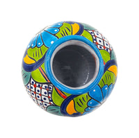 Thumbnail for Mexican Talavera Hand Painted Flower Vase - Traditional Mexican Decorative Florero for Home Décor With Light Blue Trim