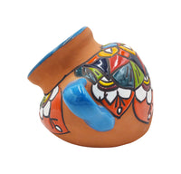 Thumbnail for Mexican Talavera Terracotta Cubanito Wall Planter Pot, Hand Painted Traditional Maceta de Pared for Home & Garden Décor - Light Blue Trim Trim