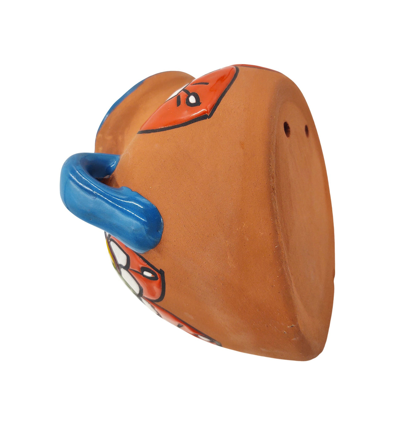 Mexican Talavera Terracotta Cubanito Wall Planter Pot, Hand Painted Traditional Maceta de Pared for Home & Garden Décor - Light Blue Trim Trim