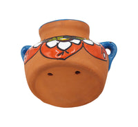 Thumbnail for Mexican Talavera Terracotta Cubanito Wall Planter Pot, Hand Painted Traditional Maceta de Pared for Home & Garden Décor - Light Blue Trim Trim