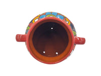Thumbnail for Mexican Talavera Terracotta Cubanito Wall Planter Pot, Hand Painted Traditional Maceta de Pared for Home & Garden Décor - Red Trim
