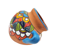 Thumbnail for Mexican Talavera Terracotta Cubanito Wall Planter Pot, Hand Painted Traditional Maceta de Pared for Home & Garden Décor - Light Blue Trim Trim