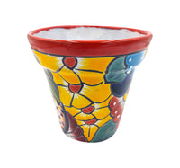 Thumbnail for Mexican Talavera Hand Painted Planter Pot (Maceta Ranchera #18) - Traditional Ceramic Garden & Home Décor - Red Trim