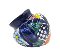 Thumbnail for Mexican Talavera Cubanito Wall Planter Pot, Hand Painted Traditional Maceta de Pared for Home & Garden Décor - Dark Blue Trim
