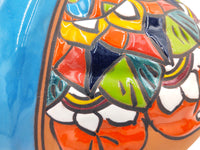 Thumbnail for Terracotta Wall Planter Pot - Hand Painted Mexican Talavera - Light Blue Trim