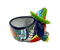 Thumbnail for Mexican Talavera Siesta Planter Pot (Sleeping Farmer) Hand Painted - VARIABLE COLOR TRIM