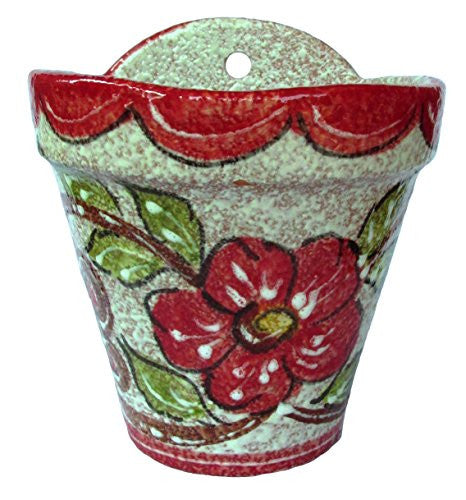 Wall hanging pot - hand painted in Spain - Red Design