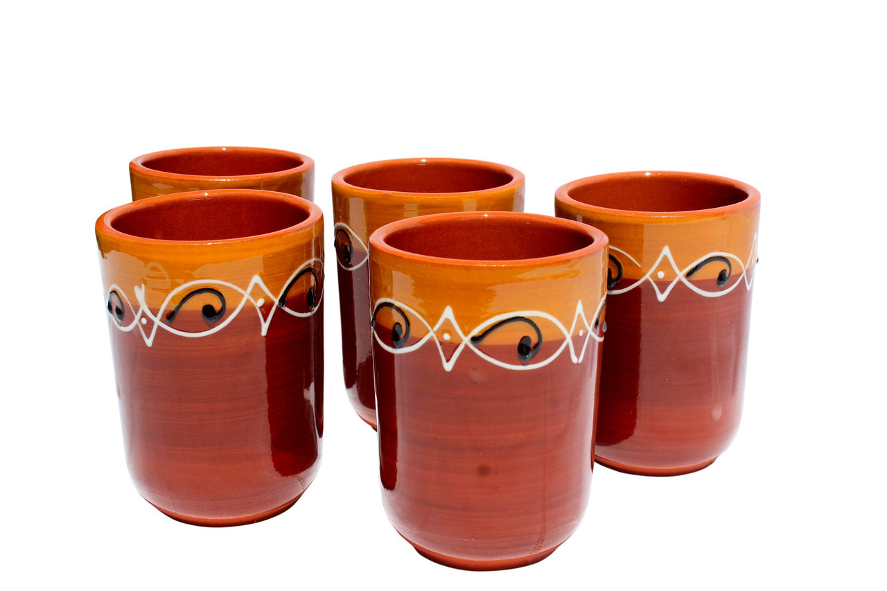 Spanish Sunset Cups, Set of 5 - Hand Painted From Spain