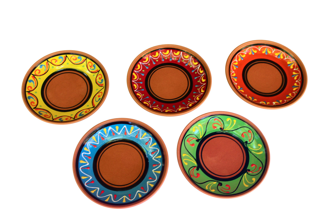 Terracotta Tapa Plates Set of 5 - Hand Painted From Spain