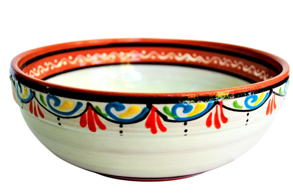 Terracotta White, Deep Serving Dish - Hand Painted From Spain