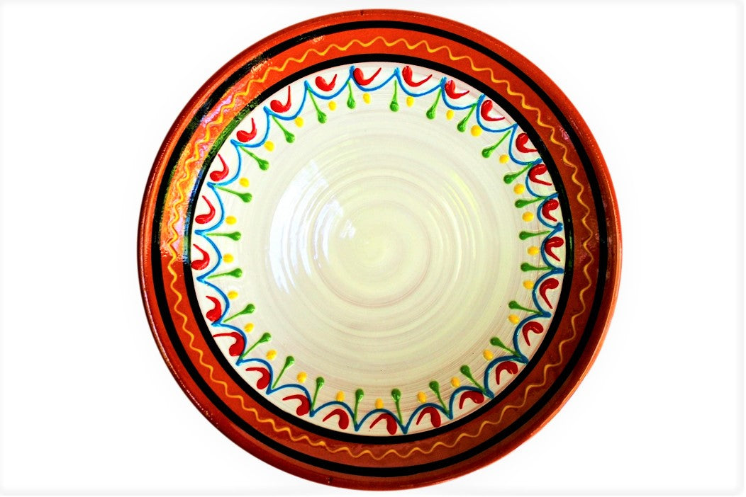 Terracotta White, Small Dinner Plates Set of 5 (European Size) - Hand Painted From Spain