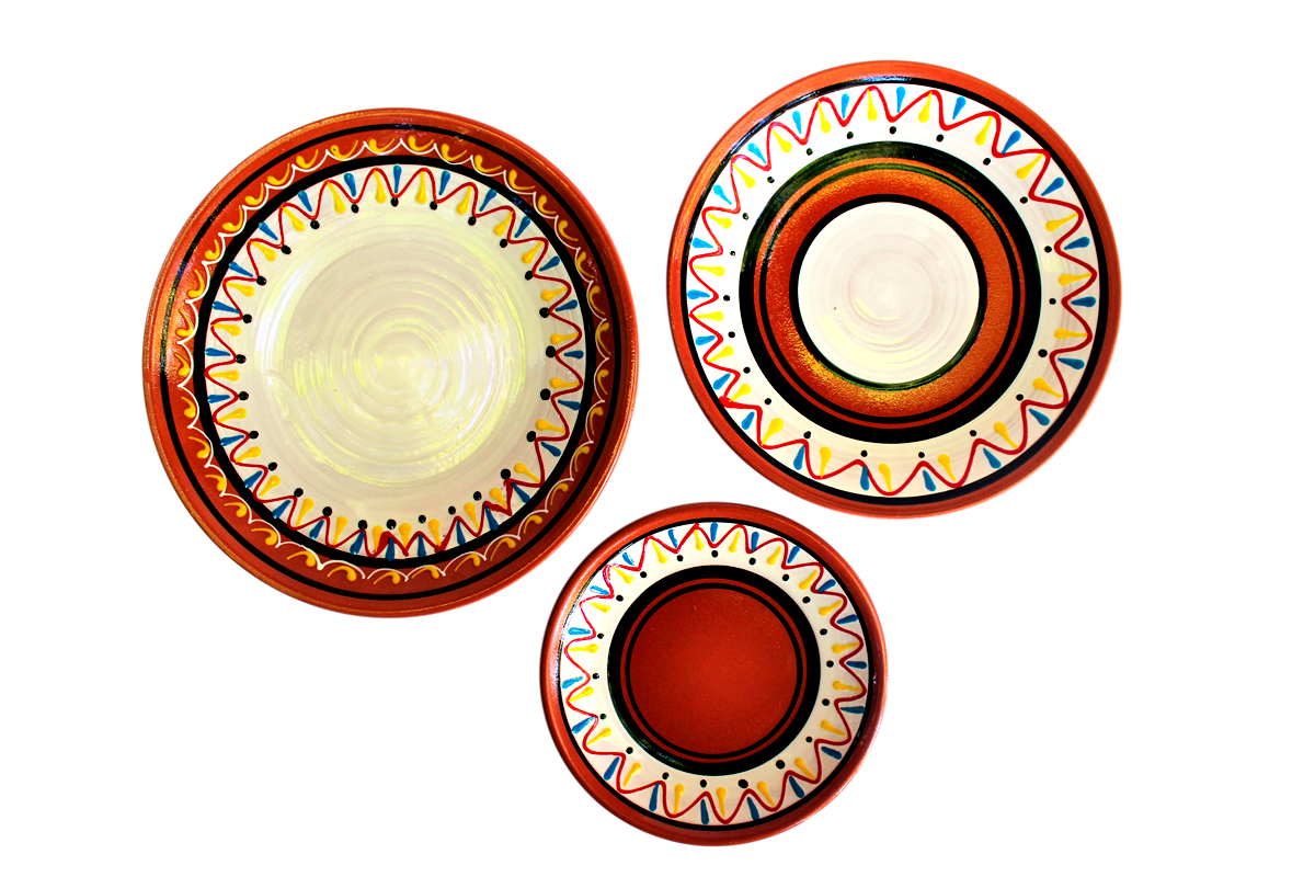 Terracotta White Tapa Plates Set of 5 - Hand Painted From Spain