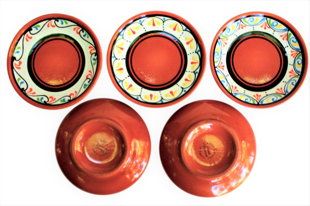 Terracotta White Tapa Plates Set of 5 - Hand Painted From Spain