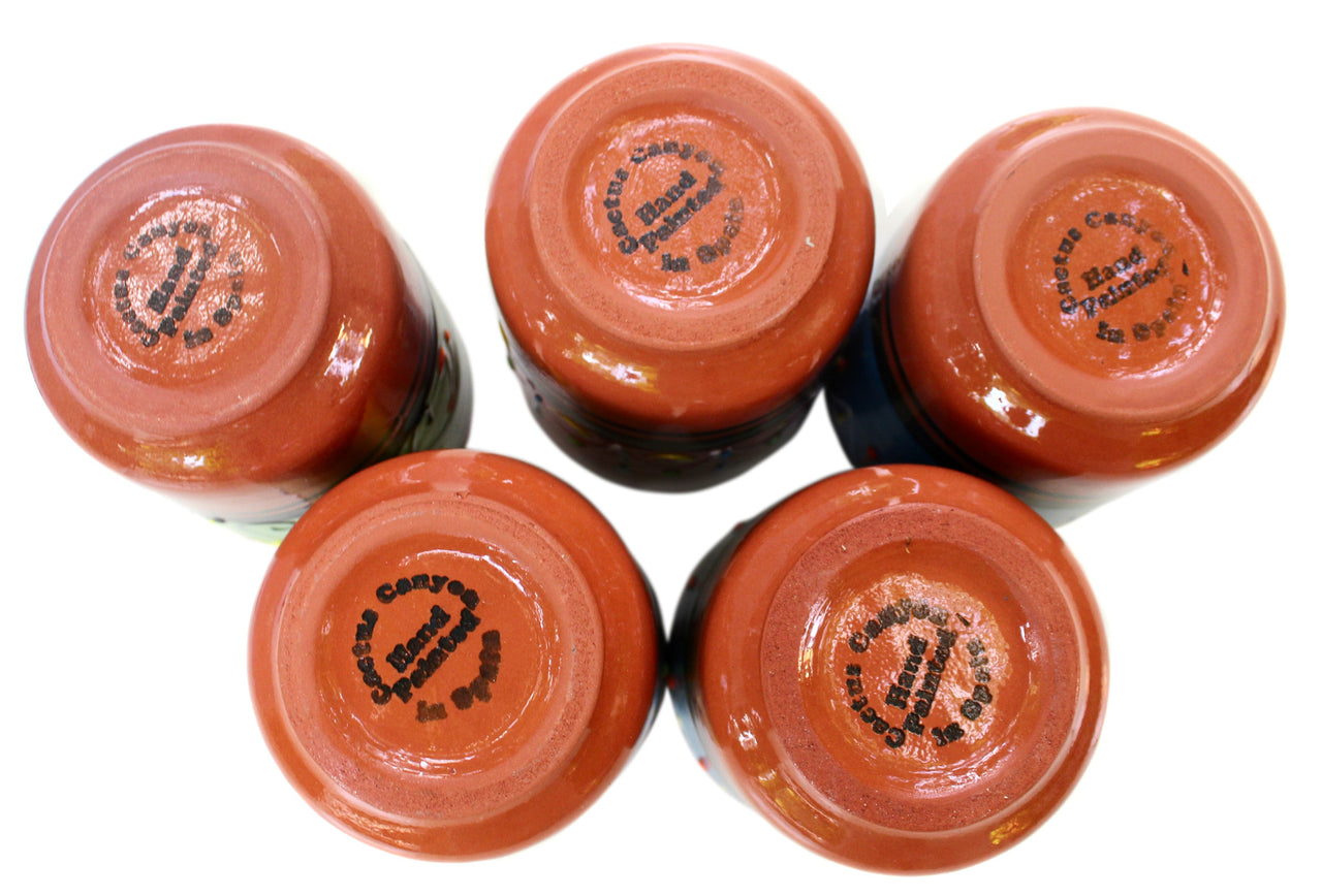 Terracotta Cups, Set of 5 - Hand Painted From Spain