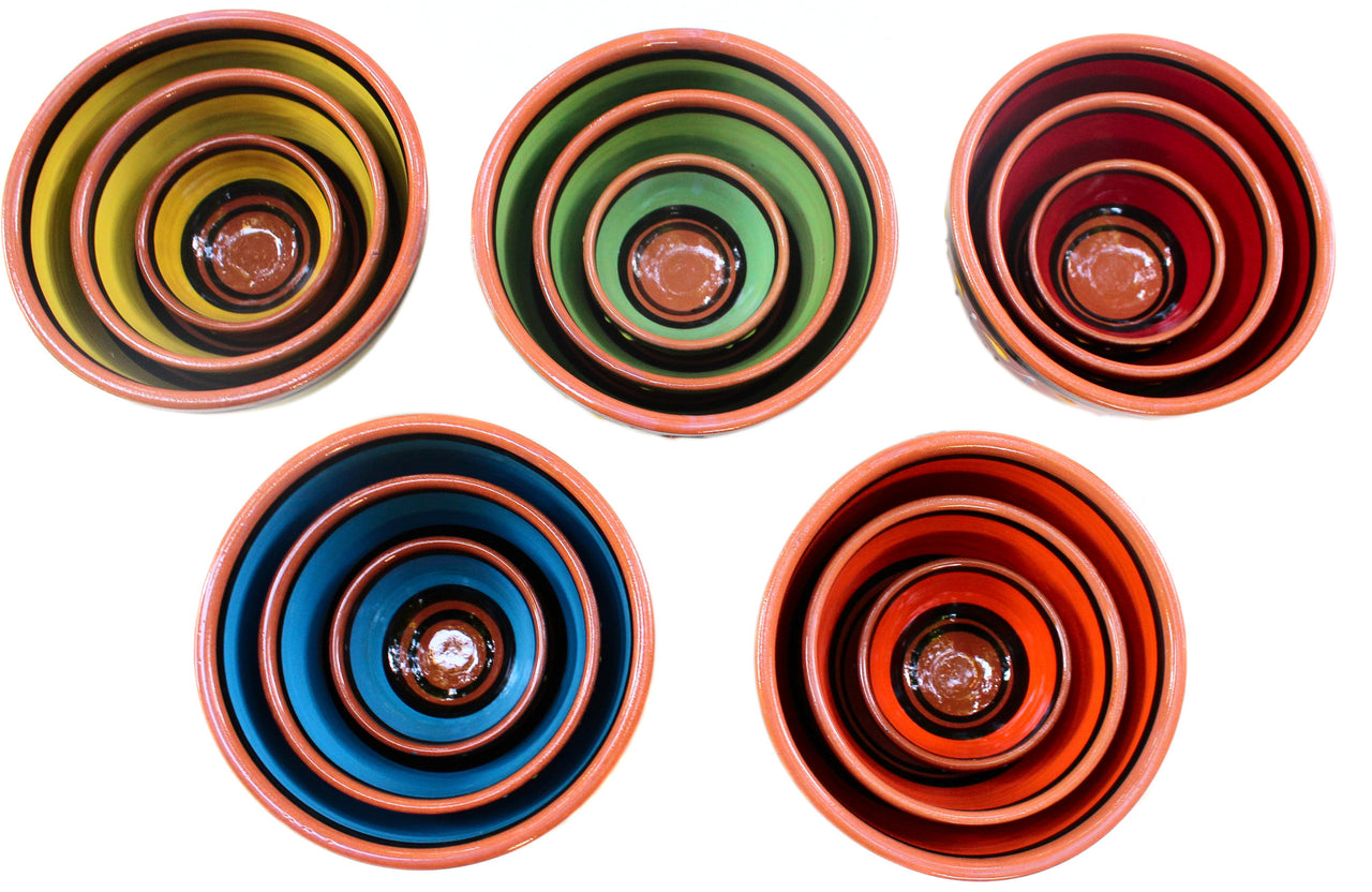 Terracotta Breakfast Bowls, Set of 5 - Hand Painted From Spain