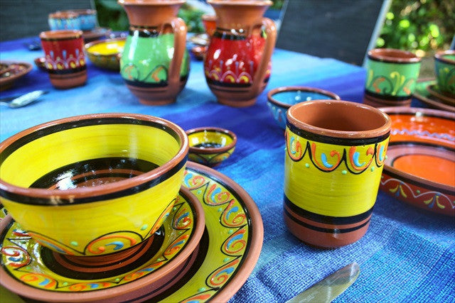 Terracotta Cups, Set of 5 - Hand Painted From Spain