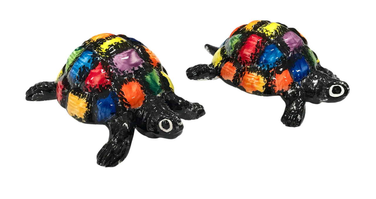 Mr. Checkers Turtle - Ceramic Turtle Hand Painted In Spain
