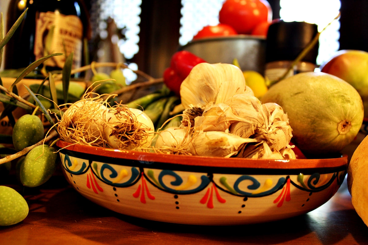 Terracotta White, Deep Serving Dish - Hand Painted From Spain