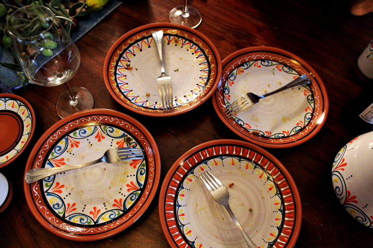Terracotta White, Small Dinner Plates Set of 5 (European Size) - Hand Painted From Spain