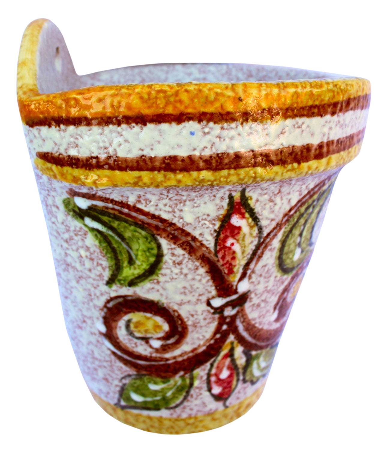 Wall Hanging Flower Pot (Yellow Design) - Hand Painted in Spain