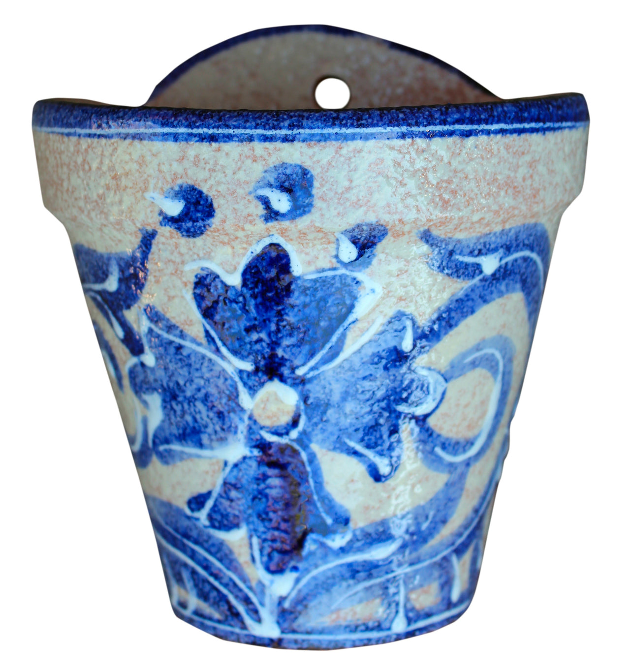 Wall Hanging Flower Pot (Spanish Blue) - Hand Painted in Spain