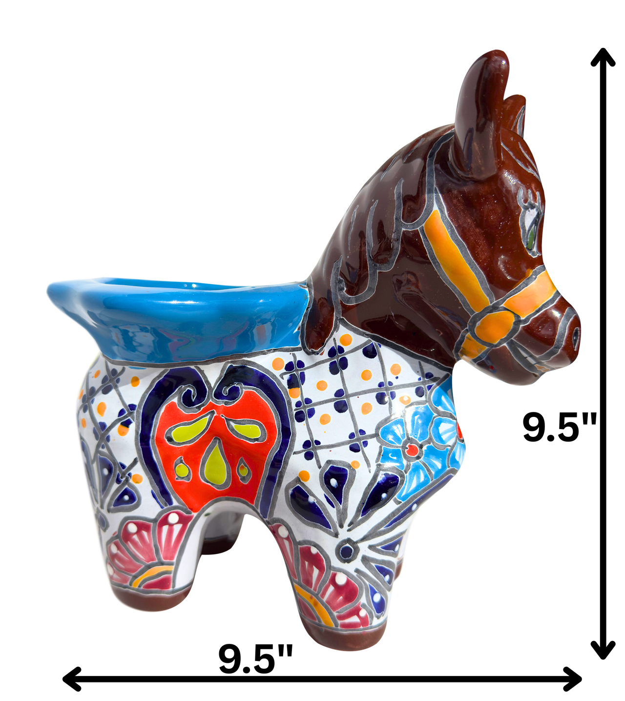 Mexican Talavera Donkey Planter – Hand-Painted Ceramic Burro Pot for Garden, Patio & Home Decor