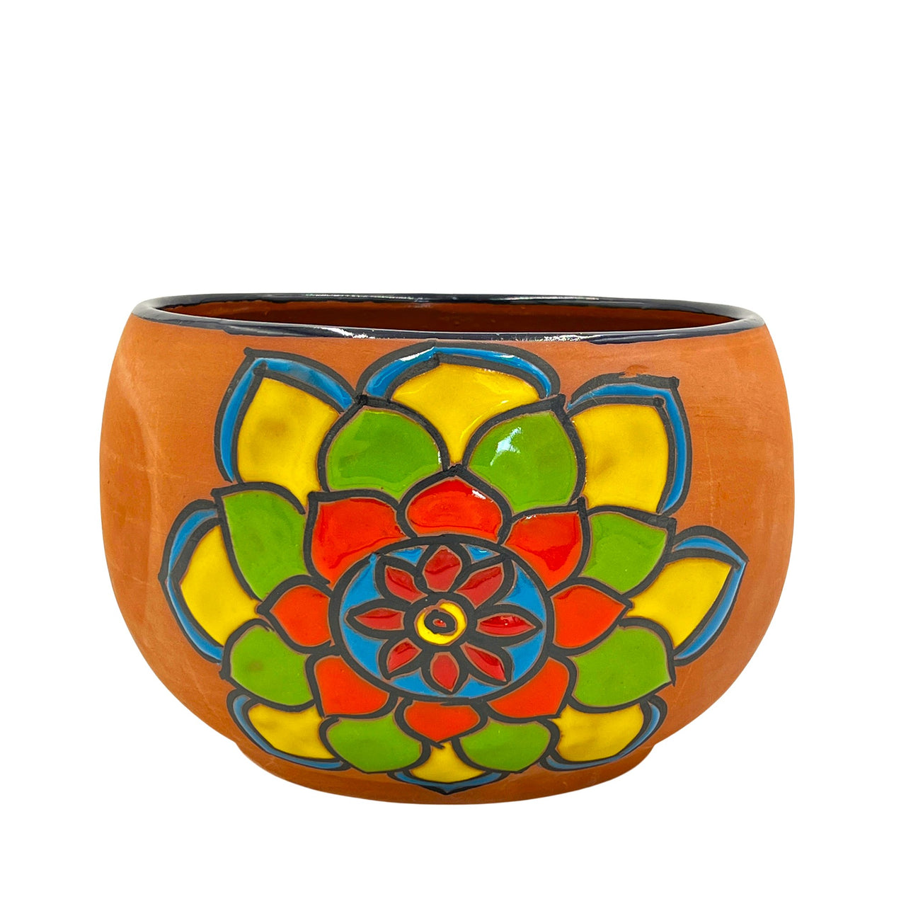 coloured terracotta plant pots Mexican Talavera Bule Planter Hand Painted