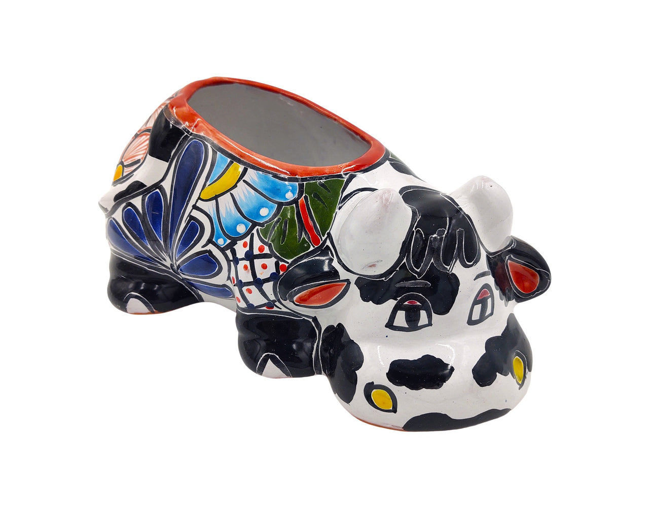 cow plant pot Mexican Talavera Resting Cow Planter Hand Painted