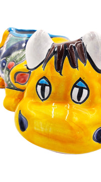 Thumbnail for Mexican Talavera Resting Cow Planter Pot Hand Painted - Yellow Body Color