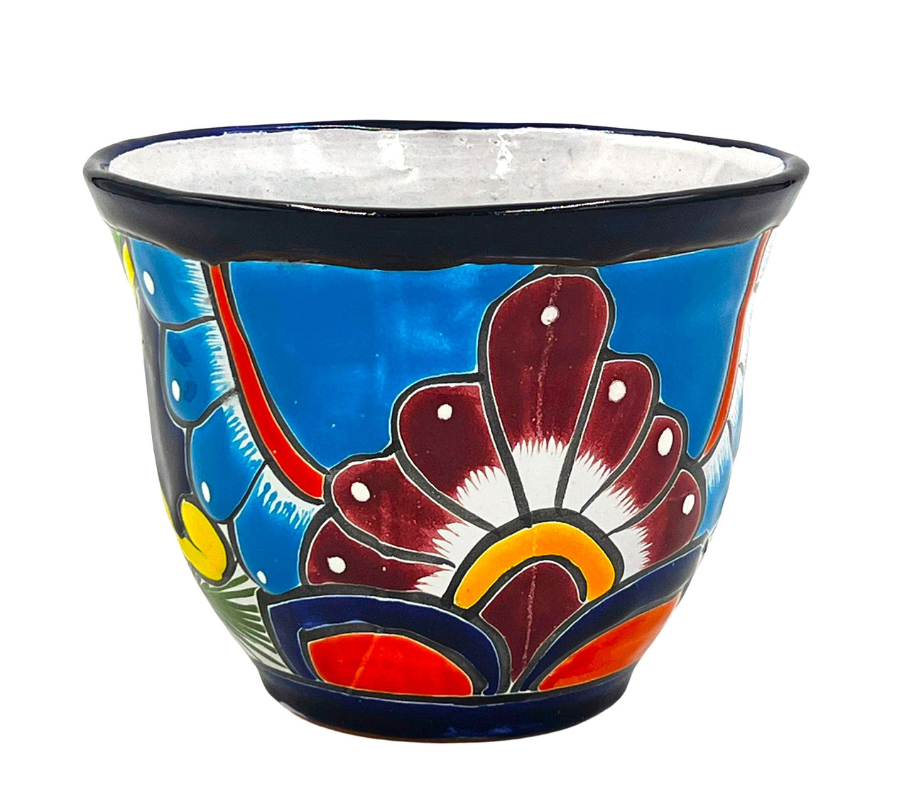dark blue plant pot Mexican Talavera "Japonesa Planter" Pot Hand Painted