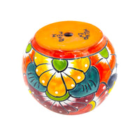 Thumbnail for Mexican Talavera Bule Planter Pot Hand Painted - Red Trim