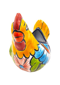 Thumbnail for Mexican Talavera Gallina Chica (Small Chicken) Mexican Planter Pot Hand Painted  Décor Hen Planter - Dark Blue Trim