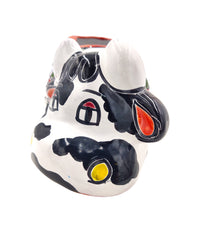 Thumbnail for Mexican Talavera Resting Cow Planter Pot Hand Painted - Black & White Body Color