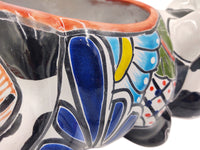 Thumbnail for Mexican Talavera Resting Cow Planter Pot Hand Painted - Black & White Body Color