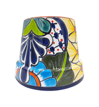 Thumbnail for Mexican Talavera Maceta De Granja Planter Pot - Hand Painted with Dark Blue Trim