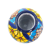 Thumbnail for Mexican Talavera Hand Painted Flower Vase - Traditional Mexican Decorative Florero for Home Décor With Dark Blue Trim