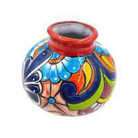 Thumbnail for Mexican Talavera Hand Painted Flower Vase - Traditional Mexican Decorative Florero for Home Décor With Red Trim