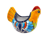 Thumbnail for Mexican Talavera Gallina Chica (Small Chicken) Mexican Planter Pot Hand Painted  Décor Hen Planter - Dark Blue Trim